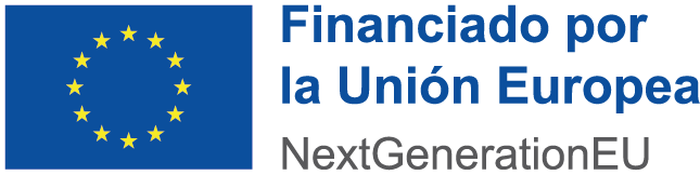 Logo de la Unión Europea con texto que indica financiación por NextGenerationEU, destacando el apoyo a proyectos de desarrollo y recuperación.