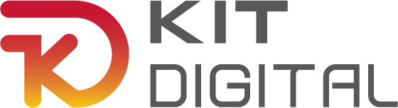 Logotipo de Kit Digital, un programa que impulsa la transformación digital de pequeñas y medianas empresas en España, con colores rojo y naranja.